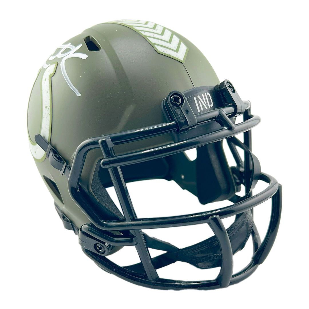 Dallas Clark Signed Indianapolis Colts Salute to Service Mini Football Helmet (Beckett)