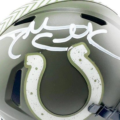 Dallas Clark Signed Indianapolis Colts Salute to Service Mini Football Helmet (Beckett)