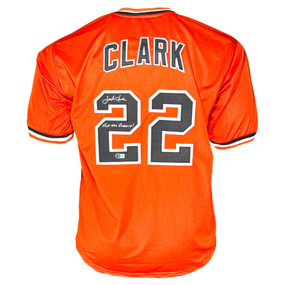Jack Clark Signed F*** the Dodgers Inscription San Francisco Orange Throwback Baseball Jersey (Beckett)