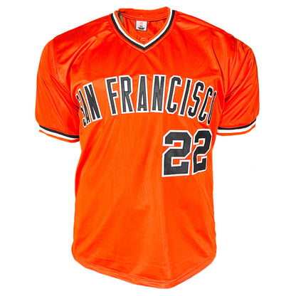 Jack Clark Signed F*** the Dodgers Inscription San Francisco Orange Throwback Baseball Jersey (Beckett)