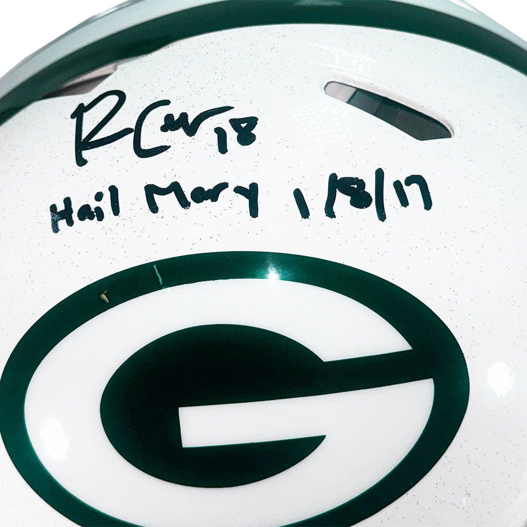 Randall Cobb Signed Hail Mary 1-8-17 Inscription Green Bay Packers Alt 2024 Authentic Speed Full-Size Football Helmet (JSA)