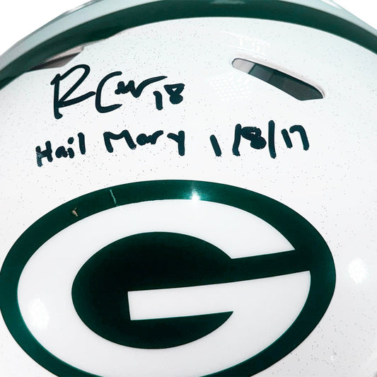 Randall Cobb Signed Hail Mary 1-8-17 Inscription Green Bay Packers Alt 2024 Authentic Speed Full-Size Football Helmet (JSA)