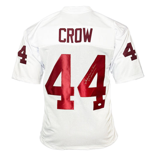 John David Crow Signed 57 Heisman Inscription Texas A&M College White Football Jersey (JSA)