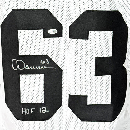 Dermontti Dawson Signed HOF 12 Inscription Pittsburgh White Football Jersey (JSA)