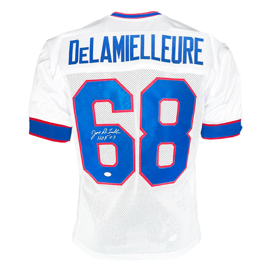 Joe DeLamielleure Signed HOF 03 Inscription Buffalo White Football Jersey (Beckett)