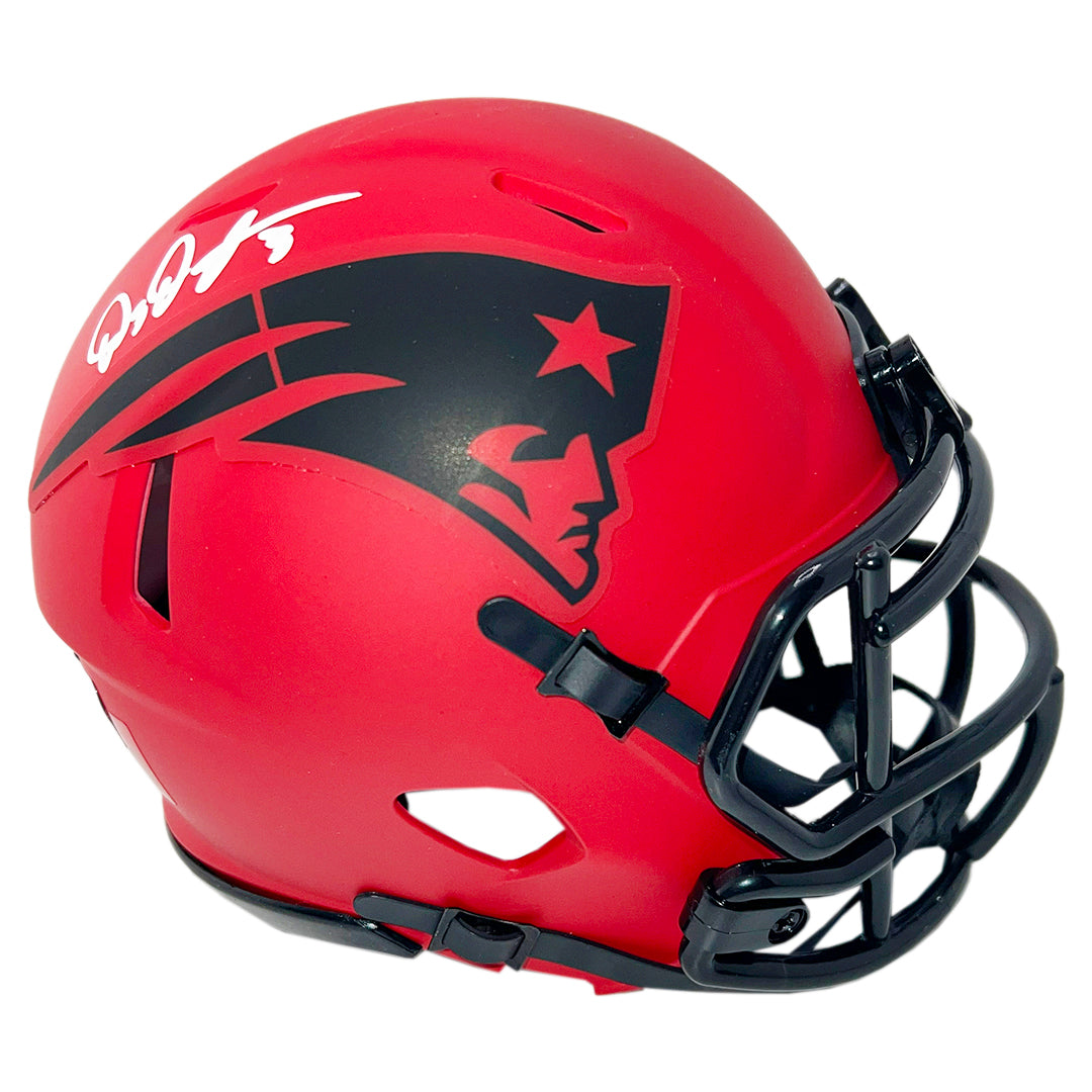 DeMario Douglas Signed New England Patriots Rave Mini Football Helmet (Beckett)