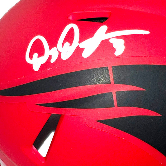 DeMario Douglas Signed New England Patriots Rave Mini Football Helmet (Beckett)