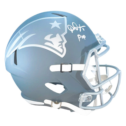 DeMario Douglas Signed New England Patriots Slate Alternate Speed Full-Size Replica Football Helmet (Beckett)