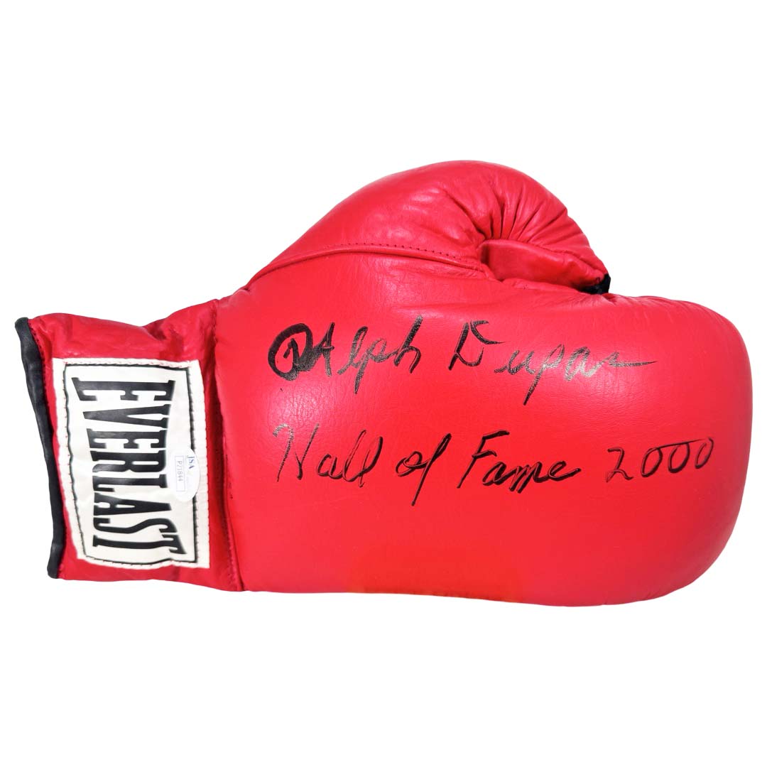Ralph Dupas Signed Hall of Fame 2000 Inscription Red Boxing Glove (JSA)