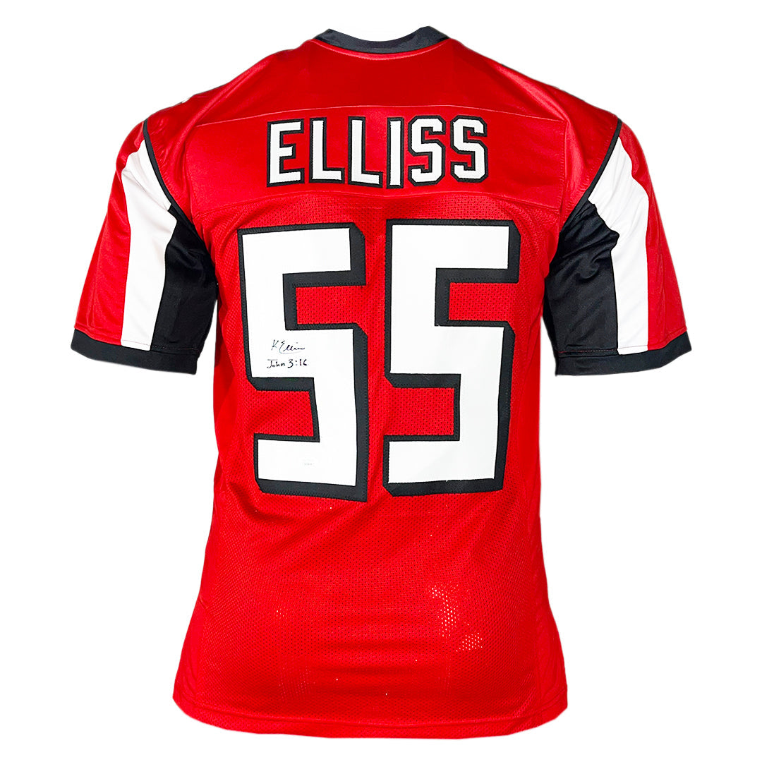 Kaden Elliss Signed John 3:16 Inscription Atlanta Red Football Jersey (JSA)