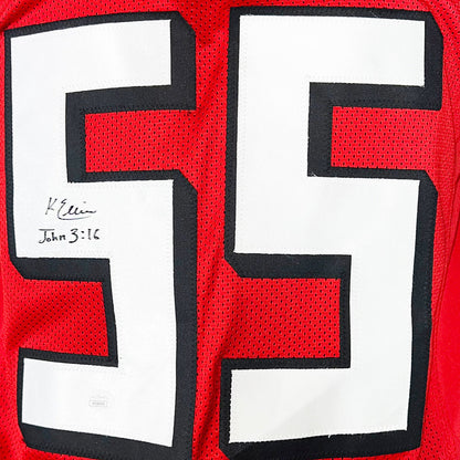 Kaden Elliss Signed John 3:16 Inscription Atlanta Red Football Jersey (JSA)