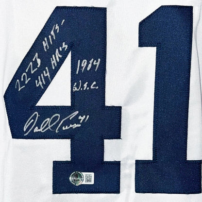 Darrell Evans Signed 2223 Hits 414 HR's 1984 WS Champs Inscription Detroit White Baseball Jersey (Beckett)