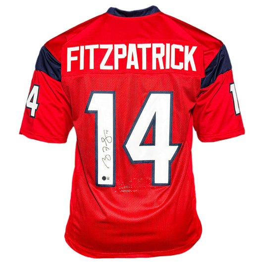 Ryan Fitzpatrick Signed Houston Red Football Jersey (Beckett)