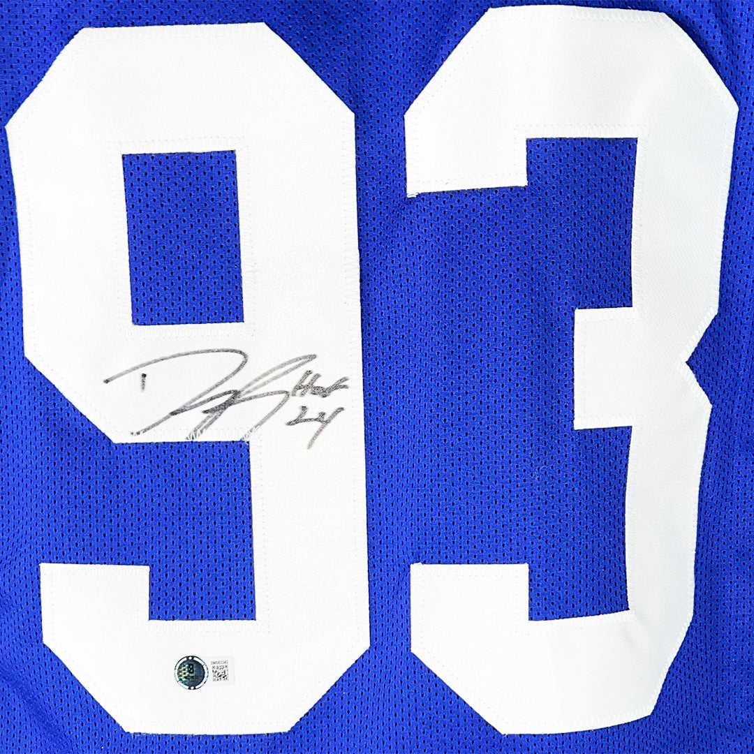 Dwight Freeney Signed HOF 24 Indianapolis Blue Football Jersey (Beckett)
