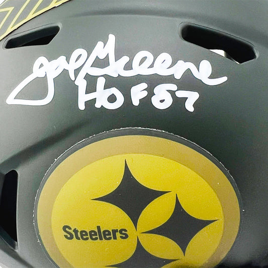 Joe Greene Signed HOF 87 Inscription Pittsburgh Steelers Salute 2025 Mini Football Helmet (Beckett)