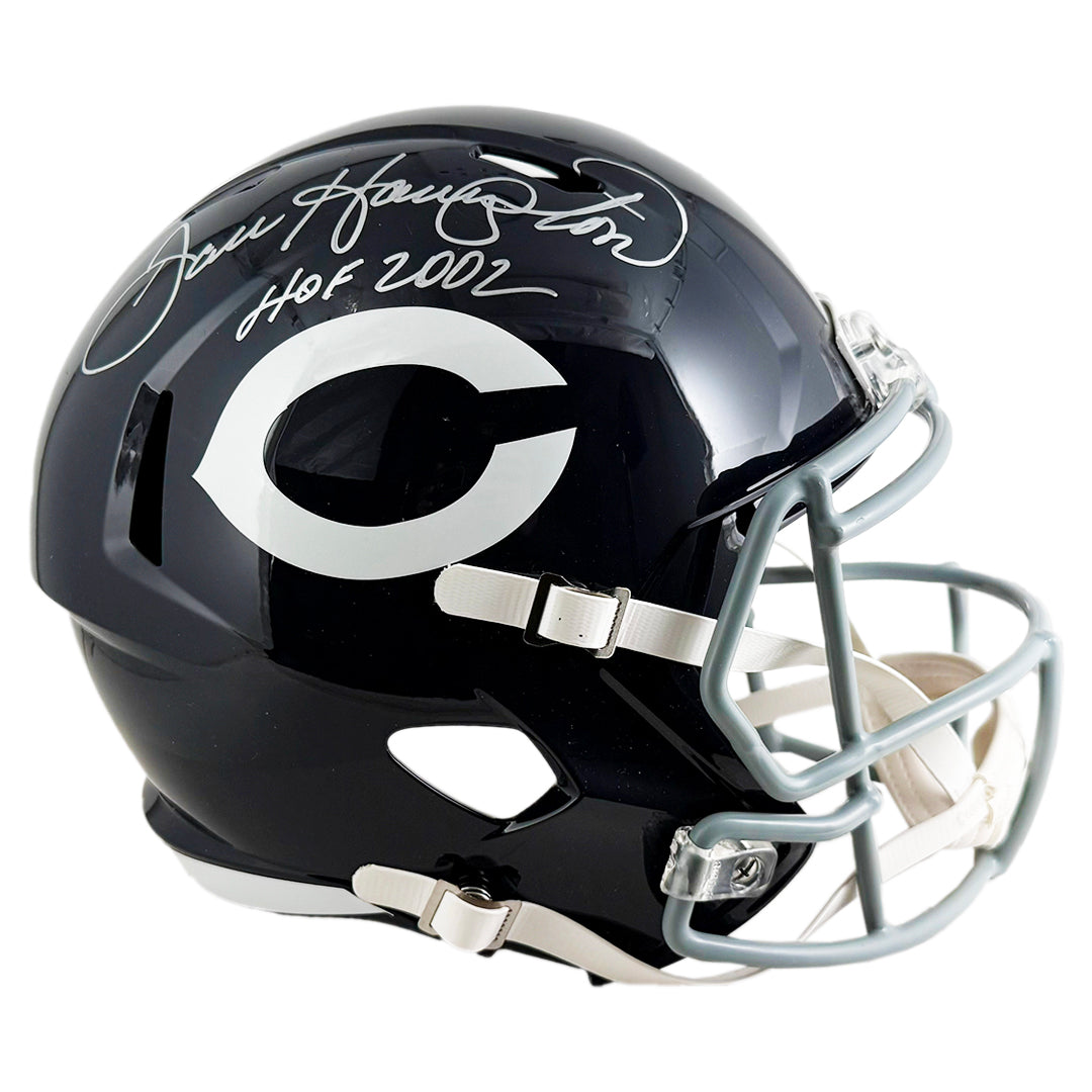 Dan Hampton Signed HOF 2002 Inscription Chicago Bears 60's Classic Speed Full-Size Replica Football Helmet (JSA)
