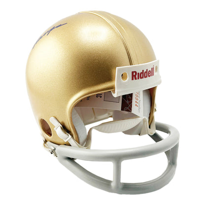 Terry Hanratty Signed 1966 Nat'l Champs Inscription Notre Dame Fighting Irish Mini Football Helmet (JSA)