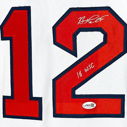 Brock Holt Signed 18 WSC Inscription Boston White Baseball Jersey (JSA)