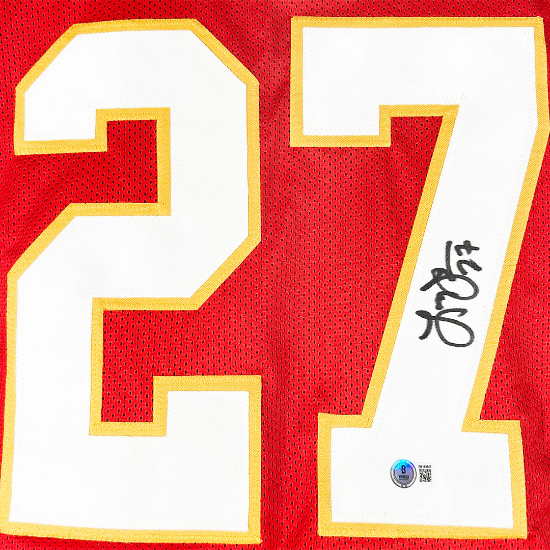 Larry Johnson Signed Kansas City Red Football Jersey (Beckett)