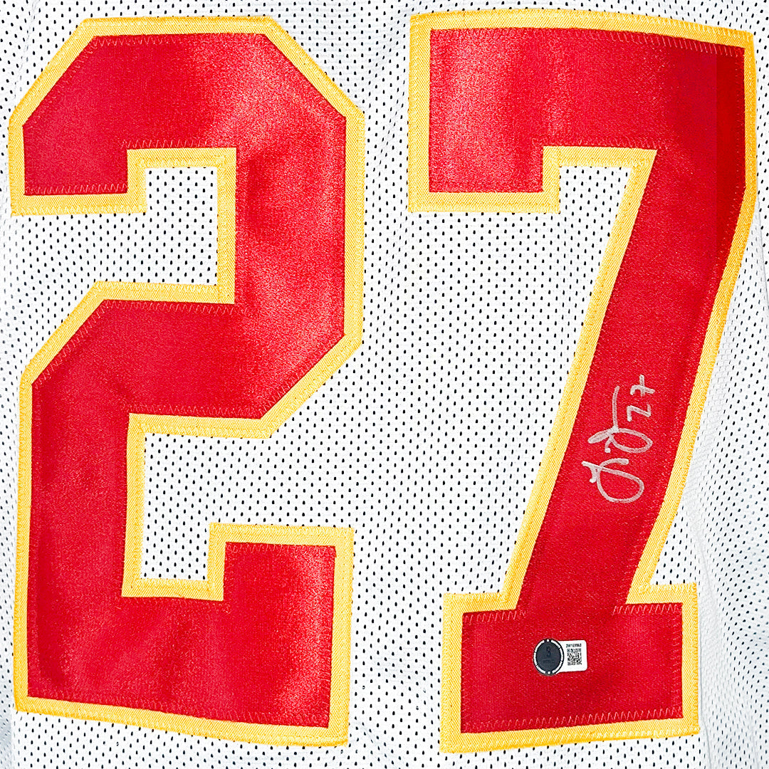 Larry Johnson Signed Kansas City White Football Jersey (Beckett)
