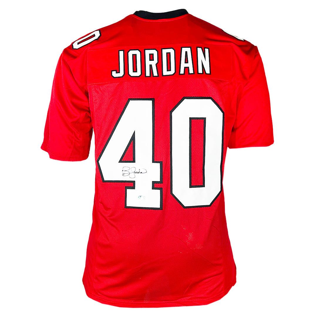 Brian Jordan Signed Atlanta Red Football Jersey (Beckett)