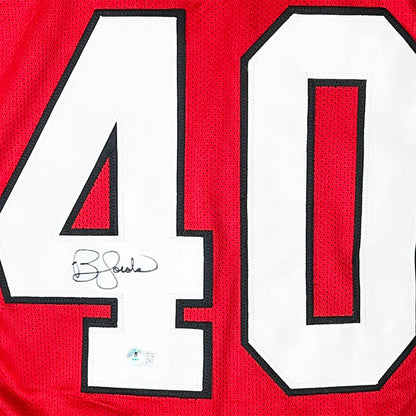 Brian Jordan Signed Atlanta Red Football Jersey (Beckett)