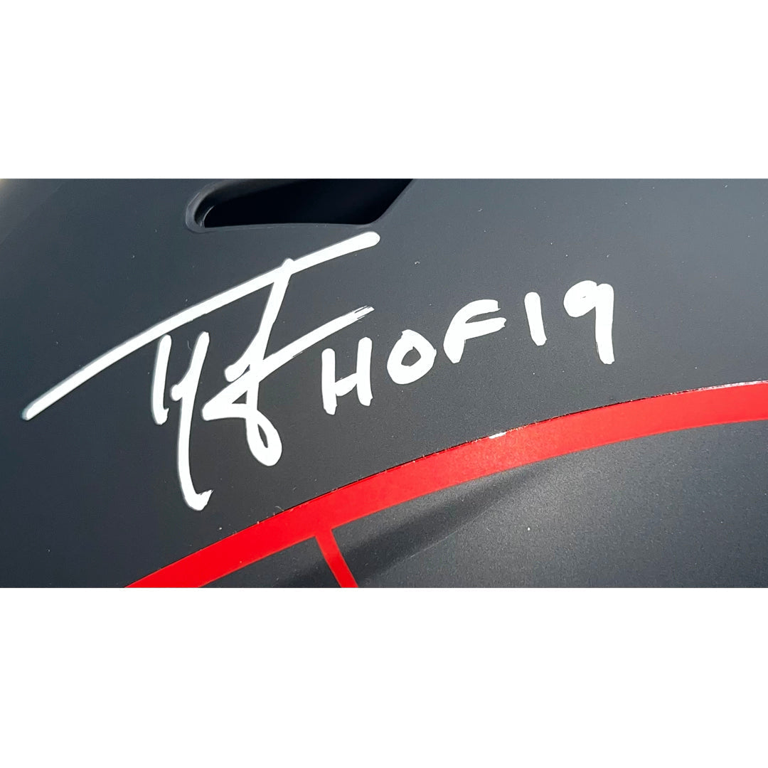 Ty Law Signed HOF 19 Inscription New Patriots Eclipse Full-Size Replica Football Helmet (Beckett)