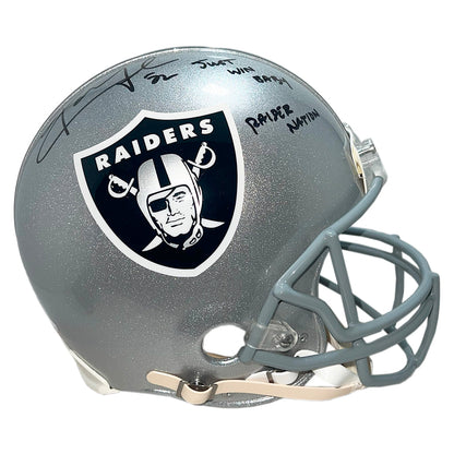 Khalil Mack Signed Just Win Baby Raider Nation Inscription Los Angeles Raiders Authentic Full-Size Football Helmet (JSA)
