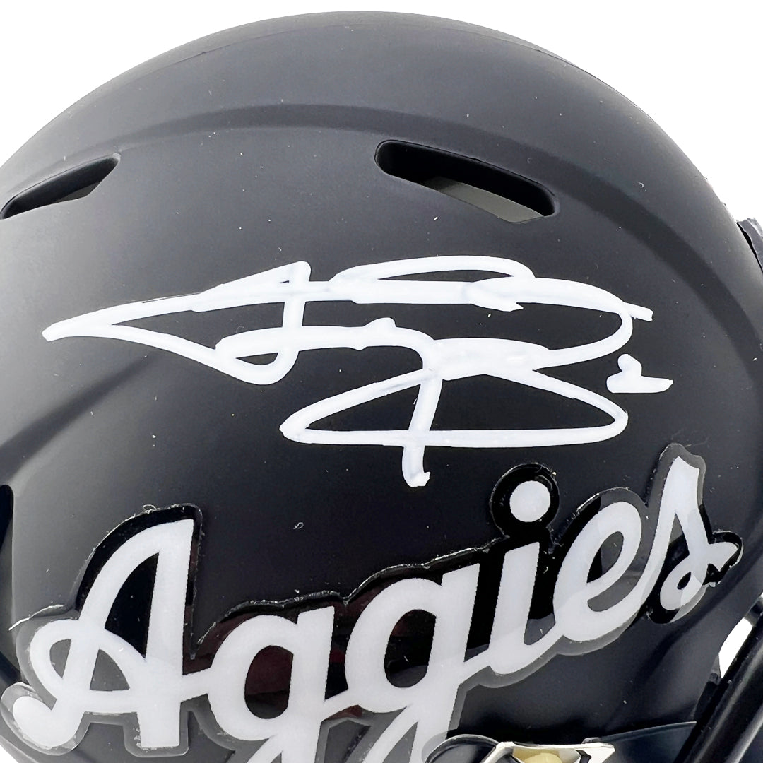 Johnny Manziel Signed Texas A&M Aggies Script Speed Mini Football Helmet (Beckett)
