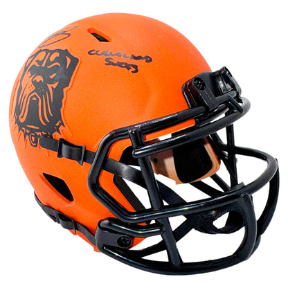 Johnny Manziel Signed Cleveland Sucks Inscription Cleveland Browns Rave Mini Football Helmet (Beckett)