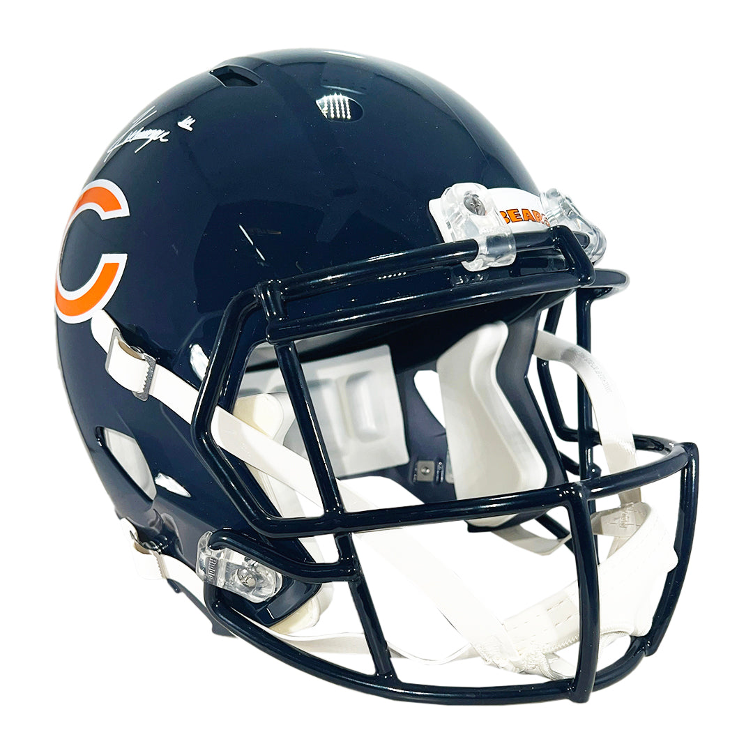 Kyle Monangai Signed Chicago Bears Speed Full-Size Replica Navy Football Helmet (JSA)