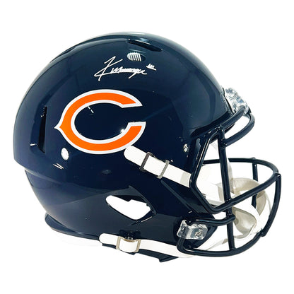 Kyle Monangai Signed Chicago Bears Speed Full-Size Replica Navy Football Helmet (JSA)