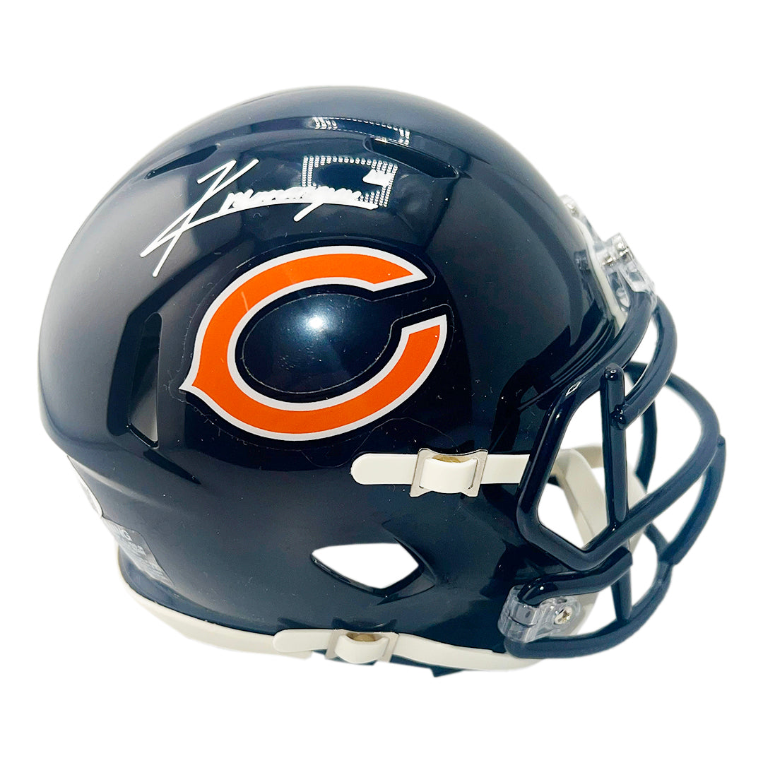 Kyle Monangai Signed Chicago Bears Speed Mini Navy Football Helmet (JSA)