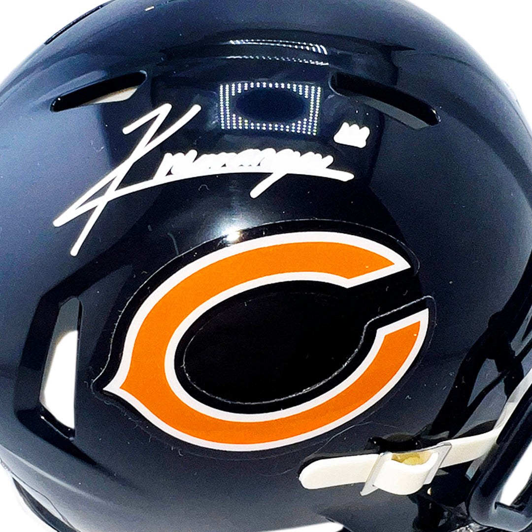 Kyle Monangai Signed Chicago Bears Speed Mini Navy Football Helmet (JSA)