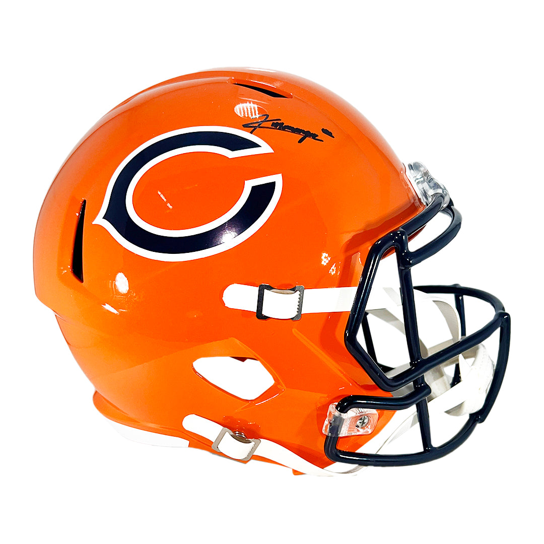 Kyle Monangai Signed Chicago Bears Speed Full-Size Replica Orange Football Helmet (JSA)