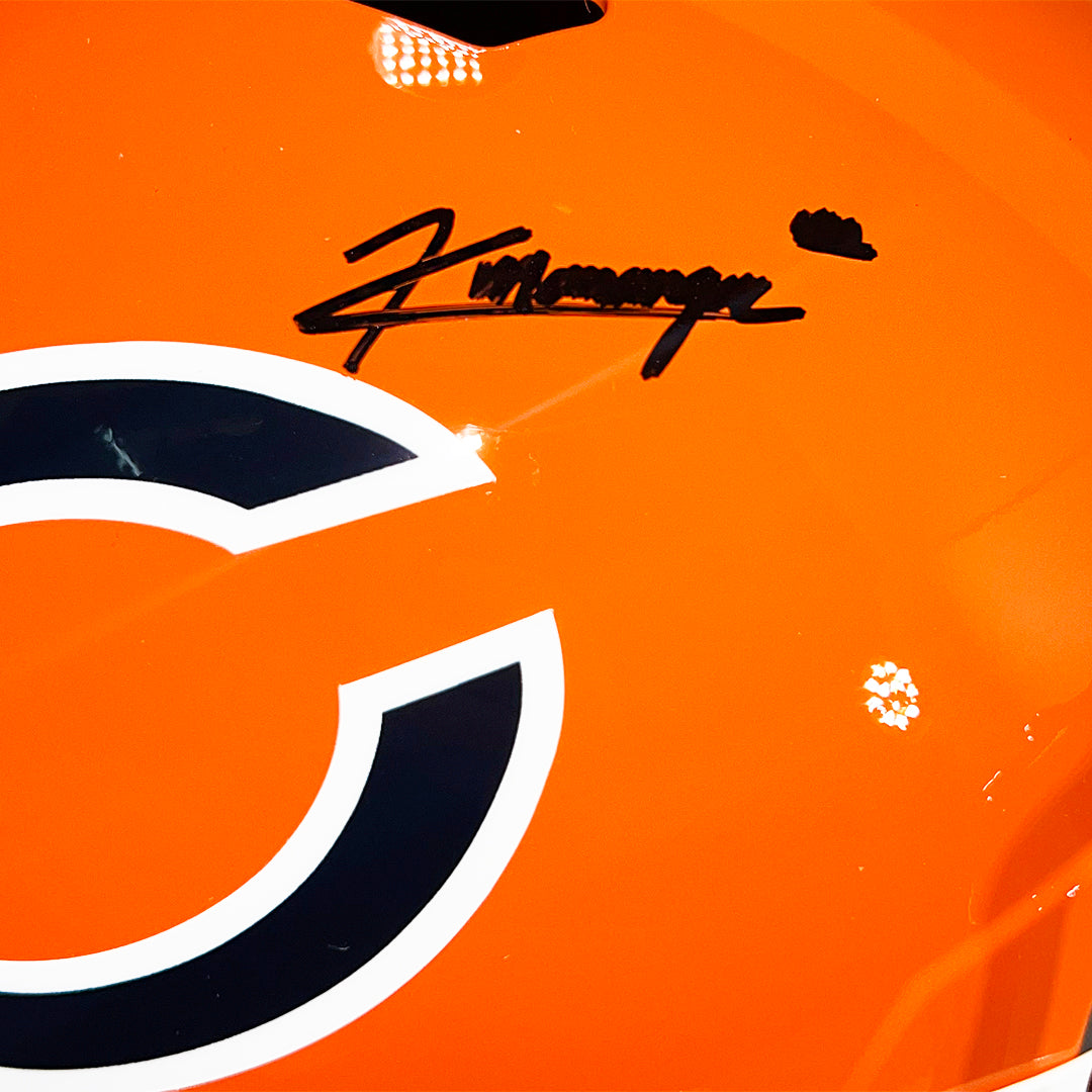 Kyle Monangai Signed Chicago Bears Speed Full-Size Replica Orange Football Helmet (JSA)