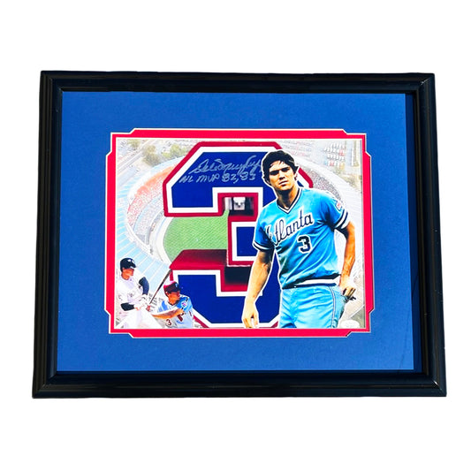 Dale Murphy Signed Pose 1 NL MVP 82, 83 Inscription Atlanta Baseball Framed 11x14 Photo (JSA)