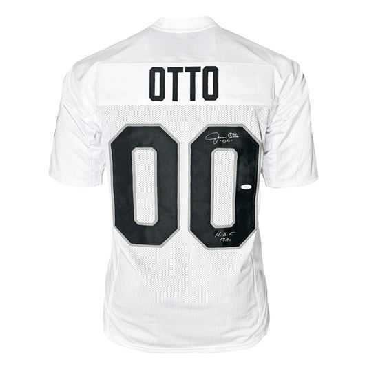 Jim Otto Signed HOF 1980 Inscription Oakland White Football Jersey (JSA)