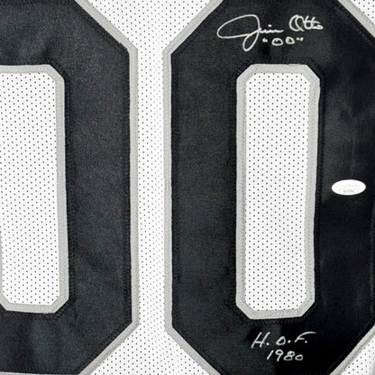 Jim Otto Signed HOF 1980 Inscription Oakland White Football Jersey (JSA)