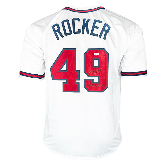 John Rocker Signed 99 NL Champs Inscription Atlanta White Baseball Jersey (JSA)