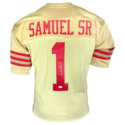 Deebo Samuel Sr Signed San Francisco Gold Football Jersey (JSA)