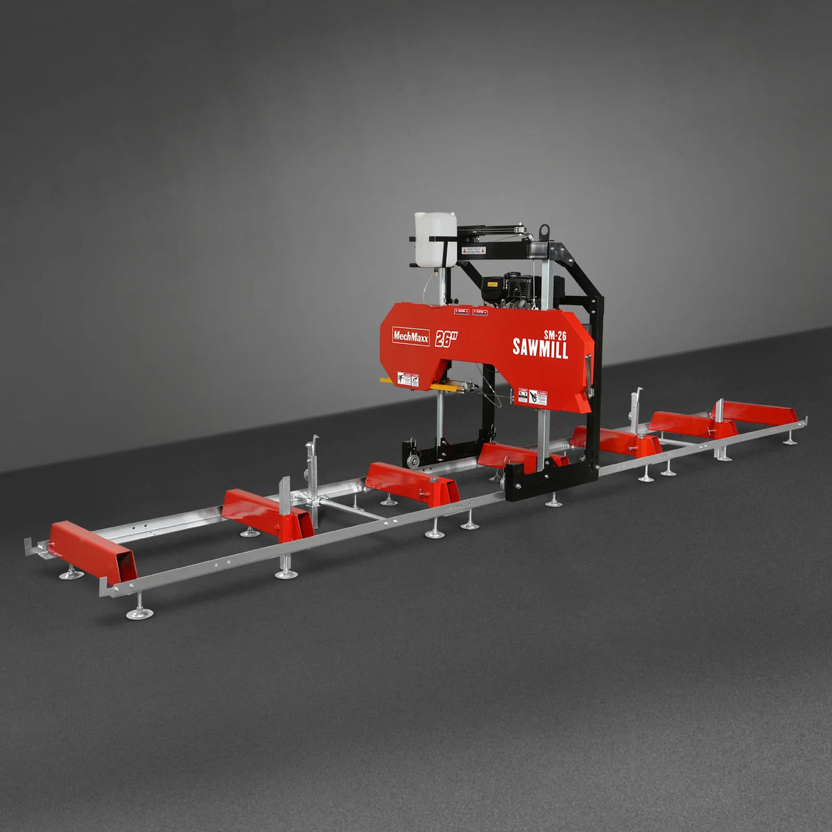 26" Portable Sawmill (5x Blades Included),  KOHLER CH440 429cc E-Start Gasoline Engine,  20" Board Width,  20' Track Length (13' Track Length + 6.4' Track Extension Included) ,  SM-26