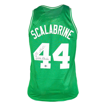 Brian Scalabrine Signed White Mamba Inscription Boston Green Basketball Jersey (Beckett)
