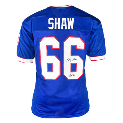 Billy Shaw Signed HOF 99 Inscription Buffalo Blue Football Jersey (Beckett)