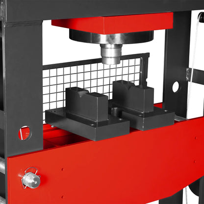 100 Ton H-Frame Air/Hydraulic Shop Press with Hand Winch,  Fully Welded Steel Frame,  Safety Guard,  Foot Pedal Control,  HSP100