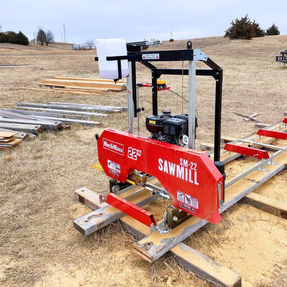 22" Portable Sawmill,  KOHLER 9.5hp 277cc Gasoline Engine,  18" Board Width,  13' Track Length ,  SM-22