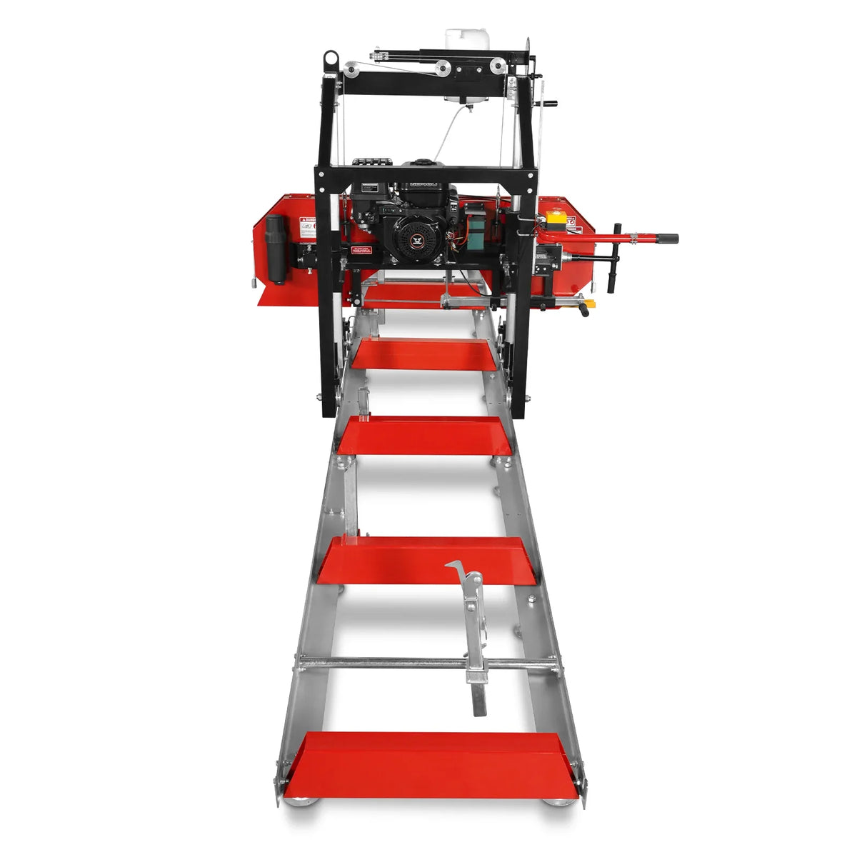 26" Portable Sawmill (5x Blades Included),  459cc 15HP E-Start Gasoline Engine,  20" Board Width,  20' Track Length (13' Track Length + 6.4' Track Extension Included) ,  SM-26