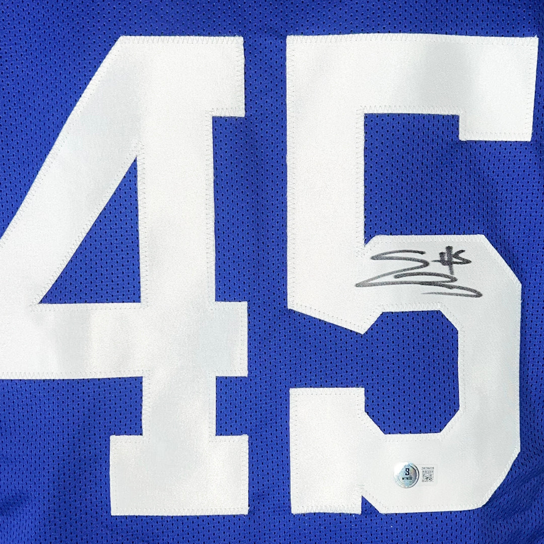 EJ Speed Signed Indianapolis Blue Football Jersey (Beckett)