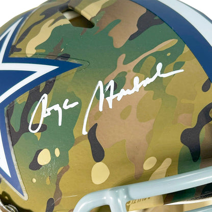 Roger Staubach Signed Dallas Cowboys Camo Authentic Speed Full-Size Football Helmet (Beckett)
