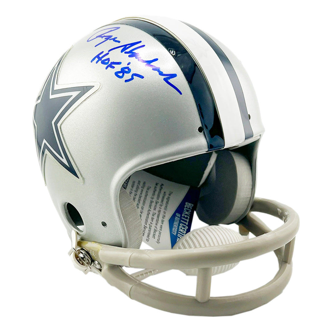 Roger Staubach Signed HOF 85 Inscription Dallas Cowboys Throwback Mini Football Helmet (Beckett)
